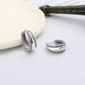 wholesale 925 Sterling Silver Retro Minimalist Twist Edge Pattern Ear Cuff, Ins Commuting Versatile Niche Design Earrings-0-0
