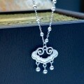 wholesale  999 Silver Maker's Auspicious Cloud Peace Lock Necklace for Women, Fashionable and Minimalist, Niche National Trend Design, High-End Sense Longevity Lock-0-0