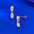 wholesale S925 Silver New Jewelry Waterdrop Marquise Double Stone White Yellow Color Contrast Earrings Zirconia Light Luxury Minimalist-0-2