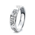 wholesale S925 silver retro antique auspicious and artistic engraved open ring with a meaningful design-0-4
