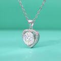 wholesale S925 Sterling Silver Moissanite Heart-Shaped Necklace for Women, Micro-Set, Light Luxury, Simple, Fashionable, Cute, and Trendy-0-3