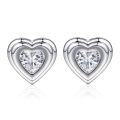 wholesale S925 Sterling Silver Zircon Heart Stud Earrings for Women, High-End Design Silver Earrings-0-0