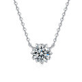 925 Sterling Silver 1-Carat Moissanite Snowflake Pendant Necklace-0-3