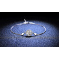925 Silver Moissanite Round Bezel Simple Women's Bracelet Live Factory Direct-0-0