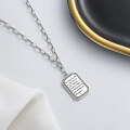 wholesale S925 Sterling Silver Geometric Enamel Front Letter Plate Back Necklace, Creative Popular Ins Minimalist Style Pendant-0-3