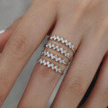 wholesale S925 Sterling Silver Women's Fashionable and Luxurious Shining Round Zirconia Full Pavé Ring-0-4