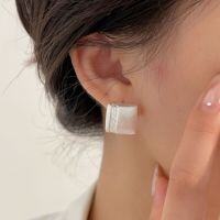 wholesale S925 sterling silver brushed square stud earrings for women, Japanese and Korean new fashion minimalist geometric earrings with a premium feel-Sterling silver