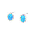 wholesale 925 Sterling Silver Opal Blue Earrings For Women, Minimalist Geometric French-style Design-0-4