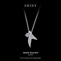 S925 Sterling Silver Mermaid Tail Pendant Necklace with Moissanite-S925 sterling silver + 10-point moissanite