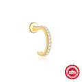 wholesale S925 silver micro-set zircon flat spiral cartilage earring, minimalist-0-8