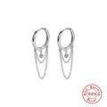 wholesale S925 Sterling Silver Geometric Trendy Tassel Crystal Ear Climber Earrings, Hot-Selling in Europe and America-0-4