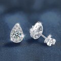 925 Sterling Silver Classic Oval Moissanite Full Diamond Earrings-0-1