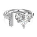 wholesale S925 Sterling Silver European and American Cross-Border Women's Ring with Personalized Letters, Heart, Zircon Inlaid, Adjustable Opening Silver Jewelry for Women-0-14