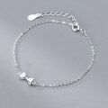 wholesale S925 Sterling Silver Fresh and Sweet Bow Bracelet with Brushed Finish for Sweet Girls' Commute Accessories S6944-0-4