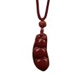 wholesale Metal material first, natural high-content genuine cinnabar four-seasons bean pendant women's necklace pendant ornament peace style for men and women couples-0-4