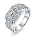 wholesale S925 Sterling Silver Moissanite Simulated Diamond Men's Domineering Ring, European and American Style Personality E-commerce Amazon Best Seller-0-1