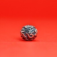 wholesale Vintage sterling silver six-word mantra bracelet beads, Buddhist beads, crystal braided rope spacer beads, DIY loose beads accessories materials-Antique single piece (5000081)