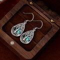 wholesale Metal: 925 Sterling Silver European and American Cross-Border Tree of Life Earrings for Women, Light Luxury Advanced Sense Abalone Shell Teardrop Ear Drops-0-1