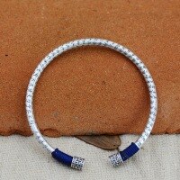 wholesale 990 Silver Heart Sutra Scripture Bead Bracelet, Pure Silver Retro Literary Rope Bracelet for Men and Women Couple Bracelet with Buddhist Scriptures-19 grams (excluding red string) 1000070 pure silver