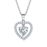 wholesale 925 Silver Heart Zircon Ring, Pure Silver Love Necklace, Ins Style Earrings Women's High-Quality Jewelry Set of Three-Necklace TLXL102 925 silver