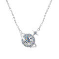 Sterling Silver Rhinestone Star Pendant Short Necklace-0-3