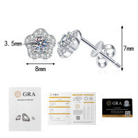 S925 Sterling Silver Small Plum Blossom Moissanite Stud Earrings-20 points + 20 points Moissanite  925 Silver