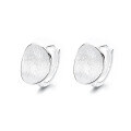 wholesale S925 Sterling Silver Korean Style Geometric Minimalist Concave Brushed Texture Exquisite Trendy Versatile Ear Studs-0-4