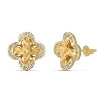 wholesale 925 Sterling Silver Earrings and Necklace Set for Women, New Chinese Court Style Floral Jewelry-Gold DY1D0455-SG-WH 925 silver