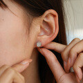 925 Sterling Silver Hip-Hop American Style Round Moissanite Stud Earrings, D Color, Unisex-0-2