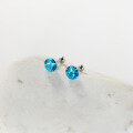 wholesale S925 Sterling Silver Blue Diamond Threaded Stud Earrings, Korean Style Geometric Small and Delicate Personality Elegant Ear Accessories M02291-0-0
