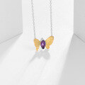 wholesale 925 Silver Designer Natural Gemstone Pendant Butterfly Shape Minimalist Design Natural Amethyst Necklace Pendant-0-2