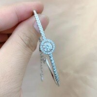 wholesale S925 Sterling Silver Moissanite Bracelet for Women, Round Bezel Set Simulated Diamond Dainty and Light Luxury Row Diamond Wholesale-50-point (zircon) bracelet 925 silver