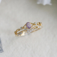 wholesale Metal material comes first DuLi versatile gemstone thin ring gentle and sweet natural amethyst / topaz ring Japanese style gratitude message-Amethyst/Topaz Ring  US 9