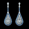 wholesale Metal Material: 925 Silver Gold Plated High Carbon Diamond Royal Blue Teardrop Shape Antique Pipa Event Party Versatile Women's Earrings-0-0