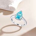 wholesale S925 Sterling Silver 4ct Teardrop Ice-Cut Ring with Luxury High-Grade 8x12 Color Gemstone and High-Carbon Diamond Women's Ring-0-2