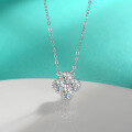 wholesale S925 Sterling Silver Moissanite Four-Leaf Clover Pendant, Minimalist Design, Versatile Necklace, Niche Style Gift for Girlfriend-0-2
