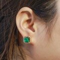 wholesale S925 Sterling Silver Gold-Plated Light Luxury Cultured Emerald Stud Earrings Women's Double Wear Style Earrings Wholesale-0-4