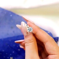 18K Gold Plated High Carbon Moissanite 2ct Drop Crown Ring-[Moissanite + Certificate + Black Card + Girdle Inscription] 2 Carats  US Size 9 (Hong Kong Size 20)