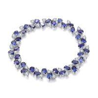 wholesale S925 Sterling Silver Light Luxury Cultivated Sapphire Bracelet for Women, Cross-Border European and American Style, Cultivated Colored Gemstone Jewelry-Cultured Sapphire Bracelet 925 Silver