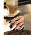 wholesale S925 Sterling Silver 542 Korean Version Ins Small Luxury Minimalist Irregular Surface Drip Glue Open Ring for Women-0-3