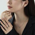 wholesale S925 Sterling Silver Nordic Cross-Border Ring Necklace Earrings Set for Women, Exquisite Heart-Shaped Full Zirconia Inlay, Simple and Fashionable Three-Piece Set-0-1