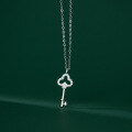 wholesale S925 sterling silver diamond-encrusted key necklace for women, French vintage-inspired, luxurious antique feel, simple and elegant collarbone chain D8755-0-3