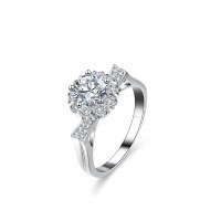 S925 Silver Moissanite Cross Women's Stackable Ring 1 Carat Full Diamond-1 carat (set with cubic zirconia)  17 yards