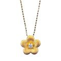 wholesale S925 silver, gold-plated small floral pendant necklace with a brushed finish, featuring a golden flower design in a new Chinese style-0-4