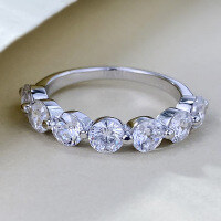 wholesale S925 Sterling Silver 4mm Seven-Star Row Diamond Zircon Inlaid Wedding Ring, Light Luxury Xiaohongshu Live Broadcast Same Model-R1341 White No. 7