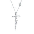 wholesale S925 Sterling Silver Micro-Inlaid Zircon Cross Necklace Fashion Minimalist Classic Versatile Pendant Collarbone Chain-0-10