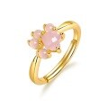 wholesale Creative Sweet and Cute Natural Rose Quartz Ring S925 Plated with 10K Gold Elegant Cat Paw Ring Manufacturer Wholesale Customization-0-4