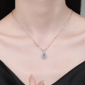 S925 Silver Moissanite Flower Pendant Necklace, Wholesale for Women-0-2