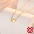 wholesale S925 silver double heart zircon necklace,-0-3