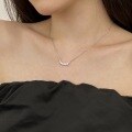 wholesale S925 Sterling Silver New Japanese and Korean Women's Necklace, Exquisite High-End Zircon Arrangement Design, Small and Luxurious Collarbone Chain for Women-0-2